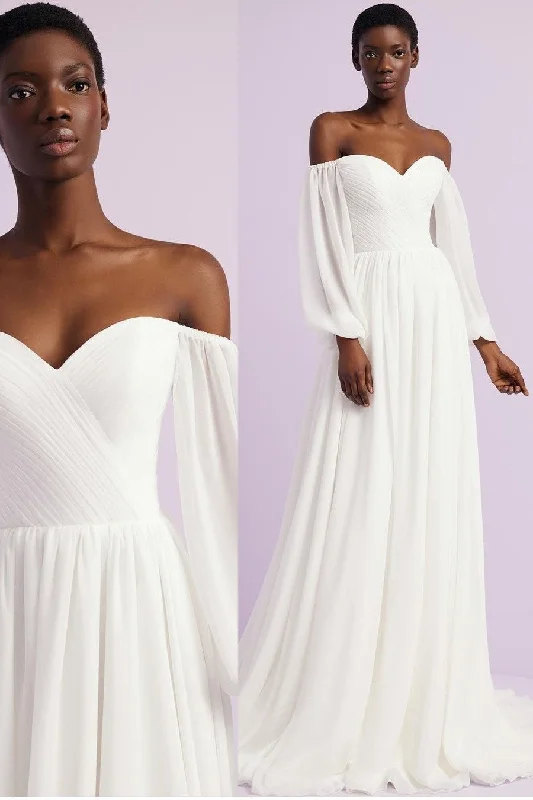 "New Arrivals Discount: 20% Off on Latest Women's Dress Collections"Pleated Chiffon Boho Wedding Dress with Sleeves "New Arrivals Discount: 20% Off on Latest Women's Dress Collections"Pleated Chiffon Boho Wedding Dress with Sleeves