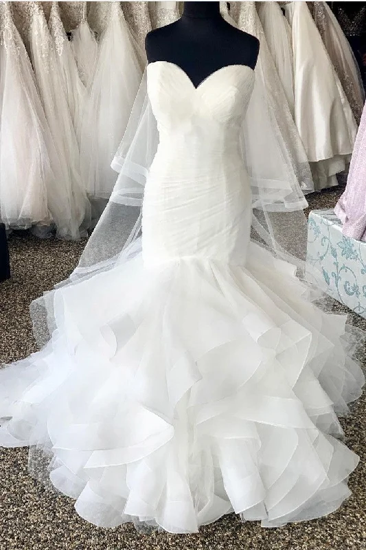 "Sleeveless dresses for women during hot summer days"Pleated Sweetheart Wedding Dress with Ruffles Skirt "Sleeveless dresses for women during hot summer days"Pleated Sweetheart Wedding Dress with Ruffles Skirt