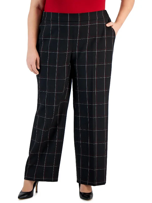 Culottes with wide leg and ruffled hem for women in a feminine and stylish stylePlus Womens Mid-Rise Formal Dress Pants Culottes with wide leg and ruffled hem for women in a feminine and stylish stylePlus Womens Mid-Rise Formal Dress Pants