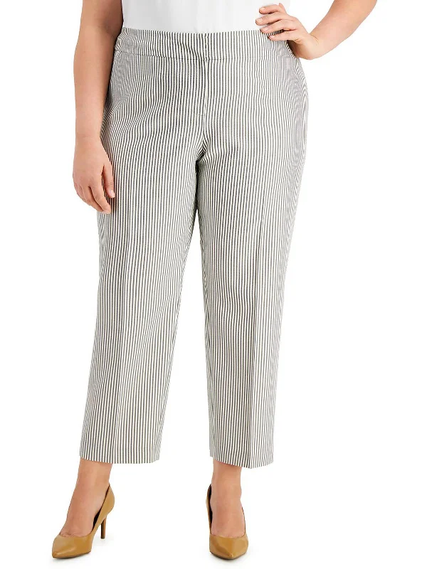 Ankle pants with zippers for women in a convenient designPlus Womens Striped Slim Fit Ankle Pants Ankle pants with zippers for women in a convenient designPlus Womens Striped Slim Fit Ankle Pants