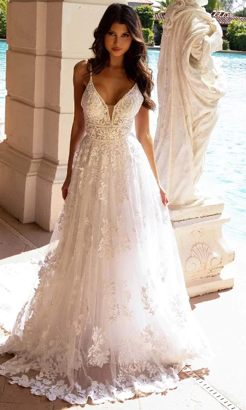 "Midi dresses for women with unique patterns"Primavera Bridal 11102 - Embroidered V-Neck Bridal Dress "Midi dresses for women with unique patterns"Primavera Bridal 11102 - Embroidered V-Neck Bridal Dress