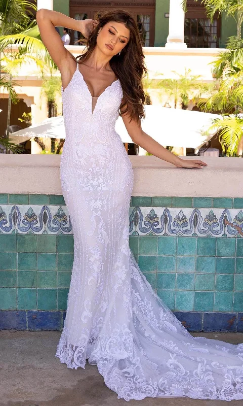 "Black tie dresses for women for formal galas"Primavera Bridal 11106 - Sleeveless Plunging Neck Bridal Dress "Black tie dresses for women for formal galas"Primavera Bridal 11106 - Sleeveless Plunging Neck Bridal Dress