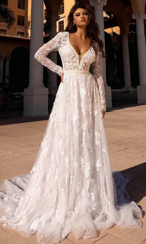 "Animal print dresses for women who love bold styles"Primavera Bridal 11111 - Long Sleeve Embroidered Bridal Dress "Animal print dresses for women who love bold styles"Primavera Bridal 11111 - Long Sleeve Embroidered Bridal Dress