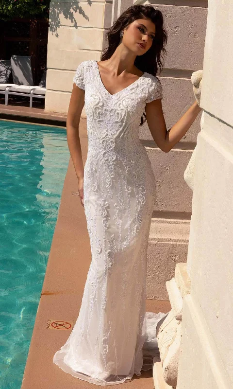 "Flash Sale: Grab Your Favorite Women's Dresses at Unbeatable Prices!"Primavera Bridal 11121 - Short Sleeve Embroidered Bridal Dress "Flash Sale: Grab Your Favorite Women's Dresses at Unbeatable Prices!"Primavera Bridal 11121 - Short Sleeve Embroidered Bridal Dress
