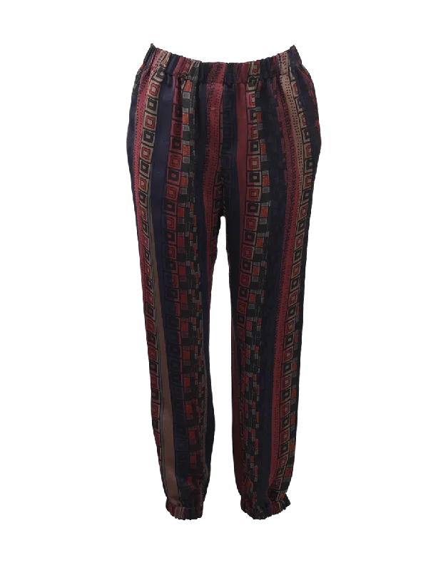 Distressed boyfriend jeans for women in a laid - back stylePrinted Silk Pant