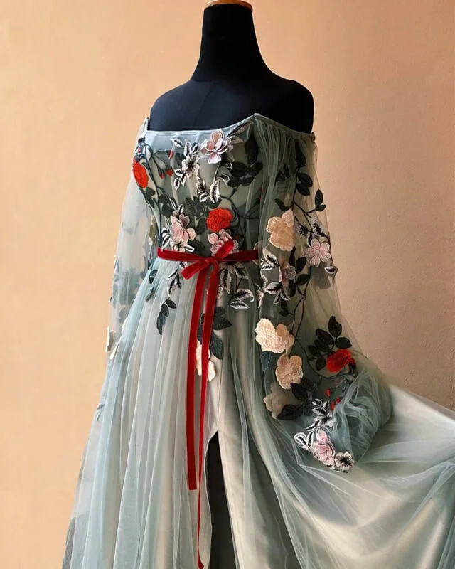 "VIP Sale: Extra 15% Off on Women's Dresses for Our Loyal Customers"Tulle Off The Shoulder 3D Lace Dress With Split "VIP Sale: Extra 15% Off on Women's Dresses for Our Loyal Customers"Tulle Off The Shoulder 3D Lace Dress With Split
