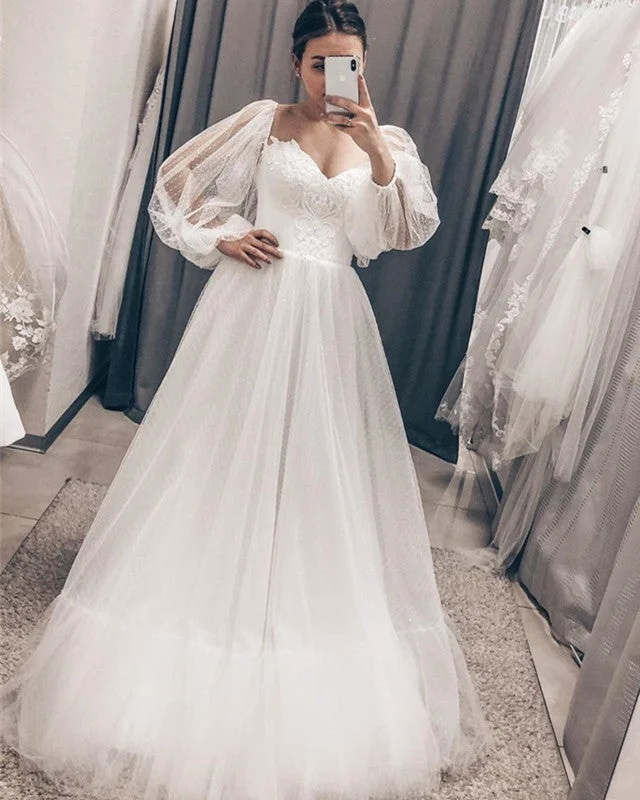 "Mini dresses for women for a youthful and trendy look"Simple Cottagecore Wedding Dress Tulle Puffy Sleeves "Mini dresses for women for a youthful and trendy look"Simple Cottagecore Wedding Dress Tulle Puffy Sleeves