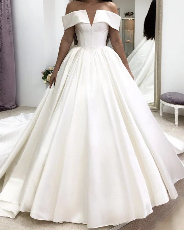 "Plus size formal dresses for women for special events"Puffy Wedding Dress Satin Ball Gown Off Shoulder "Plus size formal dresses for women for special events"Puffy Wedding Dress Satin Ball Gown Off Shoulder
