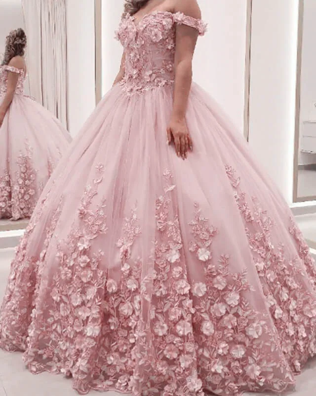 "Long sleeve dresses for women in cold weather"3D Lace Flowers Off The Shoulder Dress "Long sleeve dresses for women in cold weather"3D Lace Flowers Off The Shoulder Dress
