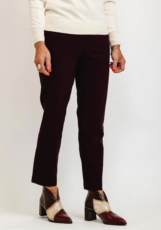 Cuffed wide leg jeans for women in a stylish and neat lookRobell Bella 09 Ankle Grazer Trousers, Aubergine Cuffed wide leg jeans for women in a stylish and neat lookRobell Bella 09 Ankle Grazer Trousers, Aubergine