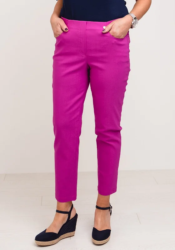 Thermal lined pants for women in cold weatherRobell Bella 09 Slim Cropped Trousers, Orchid Pink