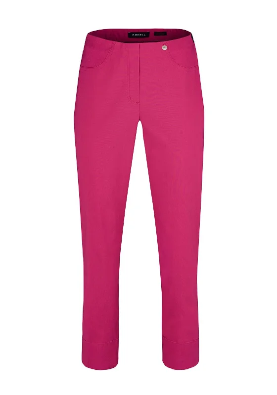 Sequined wide leg jeans for women in a glamorous and party - ready styleRobell Bella 09 Turn Up Ankle Grazer Trousers, Pink Sequined wide leg jeans for women in a glamorous and party - ready styleRobell Bella 09 Turn Up Ankle Grazer Trousers, Pink