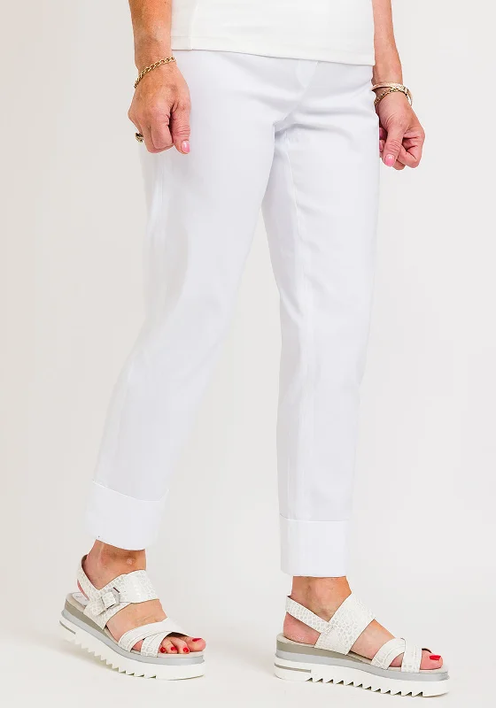 Tartan plaid wide leg dress pants for women in a vintage and formal styleRobell Bella 09 Turn Up Ankle Grazer Trousers, White Tartan plaid wide leg dress pants for women in a vintage and formal styleRobell Bella 09 Turn Up Ankle Grazer Trousers, White
