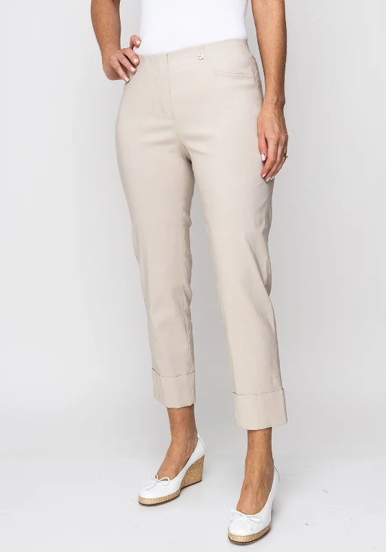 Solid color wide leg denim pants for women in a minimalist and trendy styleRobell Bella 09 Turn Up Crop Trousers, Beige Solid color wide leg denim pants for women in a minimalist and trendy styleRobell Bella 09 Turn Up Crop Trousers, Beige