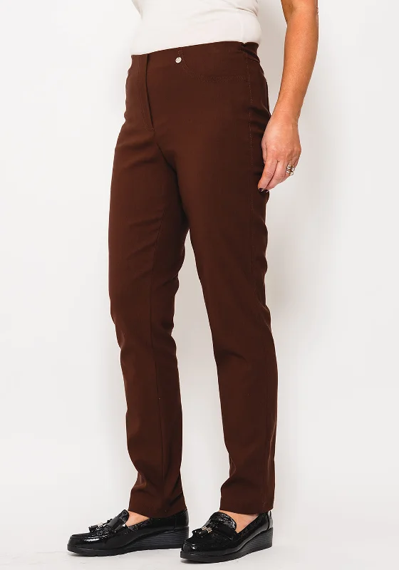Plaid wide leg pants for women in a preppy styleRobell Bella Full Length Stretch Trousers, Brown Plaid wide leg pants for women in a preppy styleRobell Bella Full Length Stretch Trousers, Brown