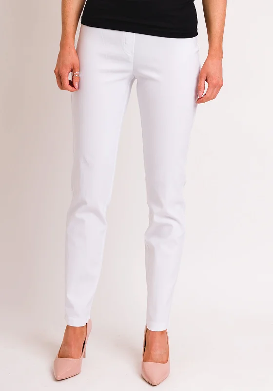 Polyester blend wide leg dress pants for women in a durable and formal styleRobell Bella Full Length Stretch Trousers, White Polyester blend wide leg dress pants for women in a durable and formal styleRobell Bella Full Length Stretch Trousers, White