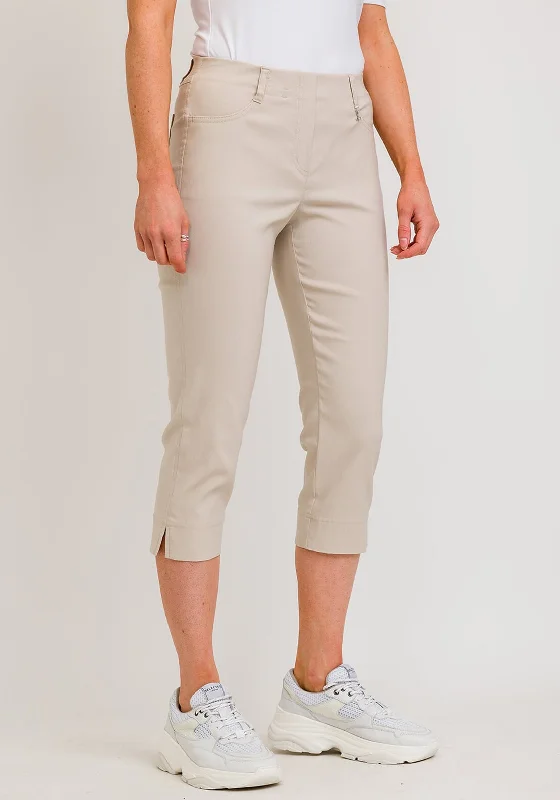 Embroidered pants for women in ethnic designsRobell Lexi 07 Slim Fit Cropped Trousers, Beige Embroidered pants for women in ethnic designsRobell Lexi 07 Slim Fit Cropped Trousers, Beige