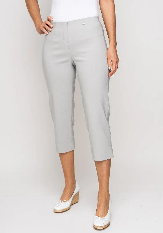 Ripped boyfriend jeans for women in a casual and cool styleRobell Marie 07 Slim Fit Cropped Trousers, Light Grey