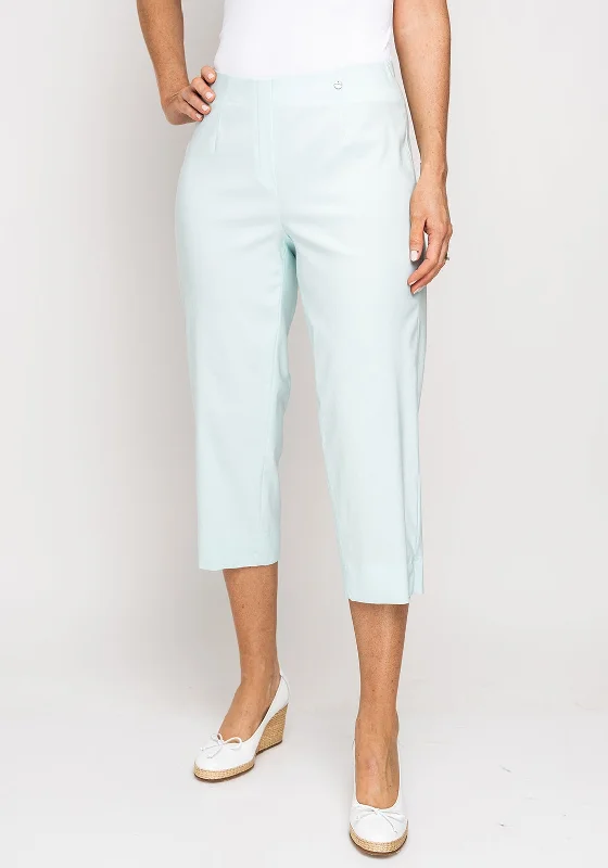 Linen blend cigarette pants for women in a breezy and modern styleRobell Marie 07 Slim Fit Cropped Trousers, Mint Green Linen blend cigarette pants for women in a breezy and modern styleRobell Marie 07 Slim Fit Cropped Trousers, Mint Green