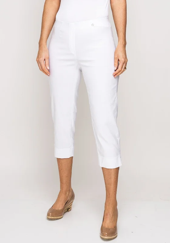 Plaid wide leg jeans for women in a preppy and trendy styleRobell Marie 07 Slim Fit Cropped Trousers, White Plaid wide leg jeans for women in a preppy and trendy styleRobell Marie 07 Slim Fit Cropped Trousers, White