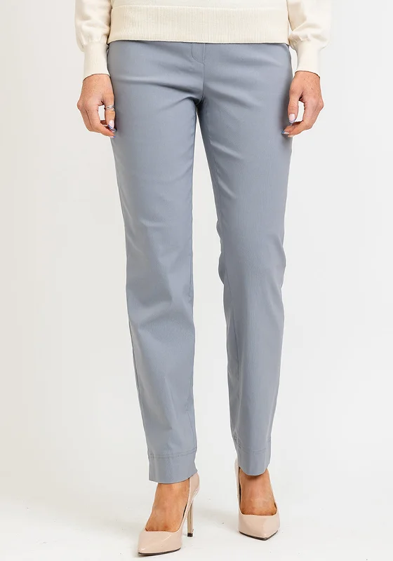 Solid color wide leg pants for women in a minimalist and stylish lookRobell Marie Full Length Slim Leg Trousers, Silver Grey Solid color wide leg pants for women in a minimalist and stylish lookRobell Marie Full Length Slim Leg Trousers, Silver Grey