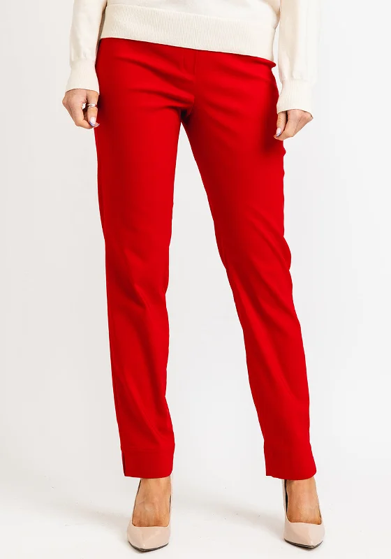 Drawstring linen pants for women in a casual and breathable styleRobell Marie Full Length Slim Leg Trousers, Winter Red Drawstring linen pants for women in a casual and breathable styleRobell Marie Full Length Slim Leg Trousers, Winter Red