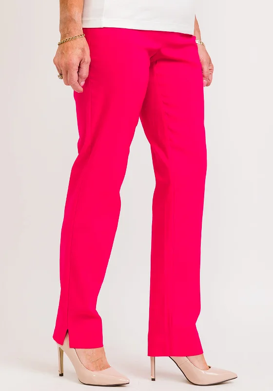 Polyester blend wide leg dress pants for women in a durable and formal styleRobell Marie Full Length Stretch Slim Fit Trousers, Raspberry Polyester blend wide leg dress pants for women in a durable and formal styleRobell Marie Full Length Stretch Slim Fit Trousers, Raspberry