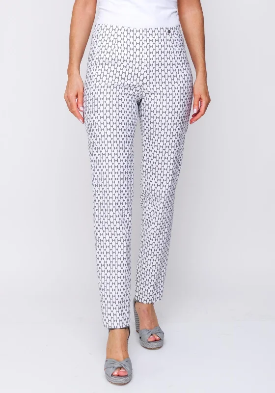 Sequin embellished pants for women at partiesRobell Marie Printed Full Length Stretch Trouser, Cream Sequin embellished pants for women at partiesRobell Marie Printed Full Length Stretch Trouser, Cream
