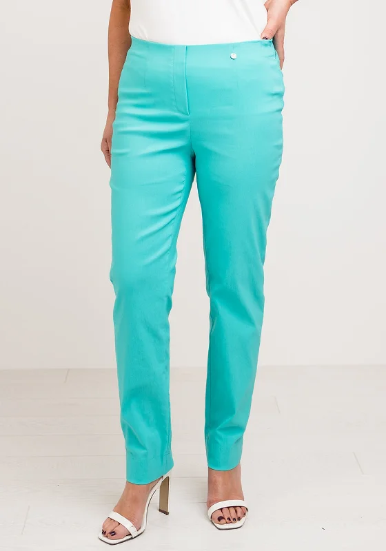 High waisted wide leg pants for women in summerRobell Marie Stretch Slim Fit Trousers, Aqua Green High waisted wide leg pants for women in summerRobell Marie Stretch Slim Fit Trousers, Aqua Green
