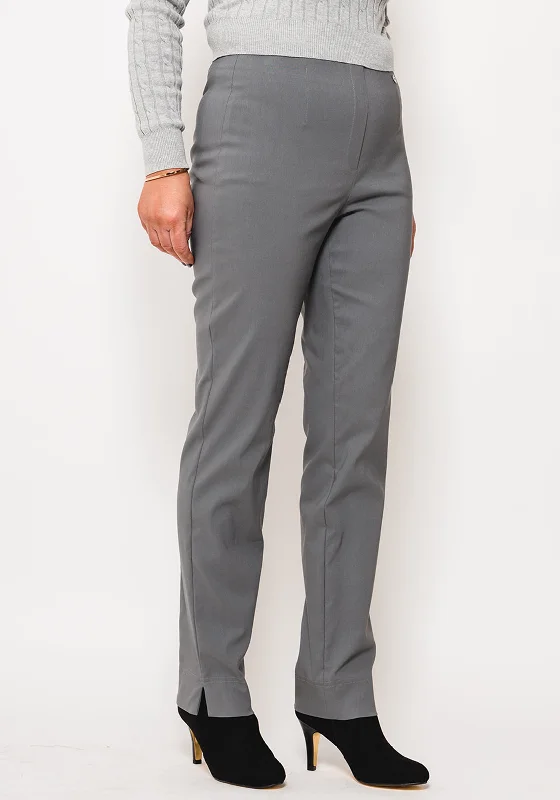 Trousers with side slits for women in a modern designRobell Marie Stretch Slim Fit Trousers, Graphite Grey Trousers with side slits for women in a modern designRobell Marie Stretch Slim Fit Trousers, Graphite Grey