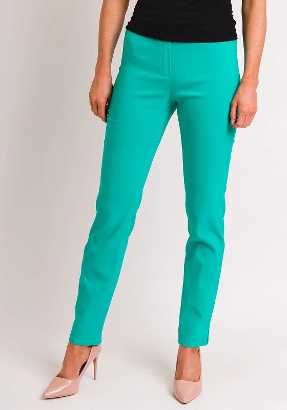 Metallic lame pants for women in a shiny styleRobell Marie Stretch Slim Fit Trousers, Jade Green Metallic lame pants for women in a shiny styleRobell Marie Stretch Slim Fit Trousers, Jade Green