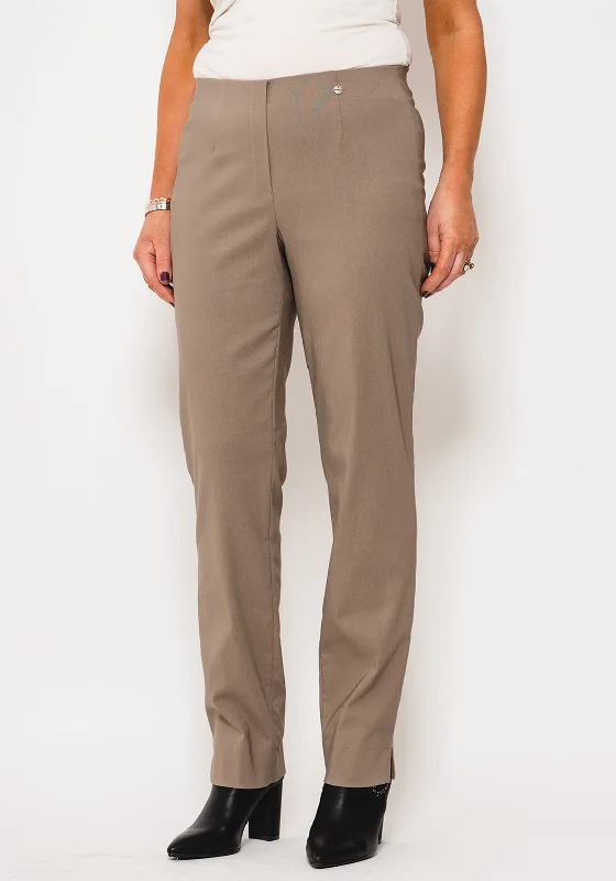 Drawstring pants for women in a casual fitRobell Marie Stretch Slim Fit Trousers, Taupe Drawstring pants for women in a casual fitRobell Marie Stretch Slim Fit Trousers, Taupe