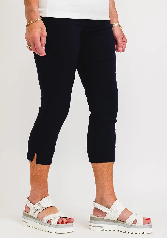 Elastic waist yoga pants for plus size womenRobell Rose 07 Slim Fit Capri Trousers, Navy Elastic waist yoga pants for plus size womenRobell Rose 07 Slim Fit Capri Trousers, Navy