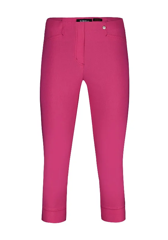 High waisted cargo wide leg pants for women in a practical and stylish styleRobell Rose 07 Slim Fit Capri Trousers, Pink High waisted cargo wide leg pants for women in a practical and stylish styleRobell Rose 07 Slim Fit Capri Trousers, Pink