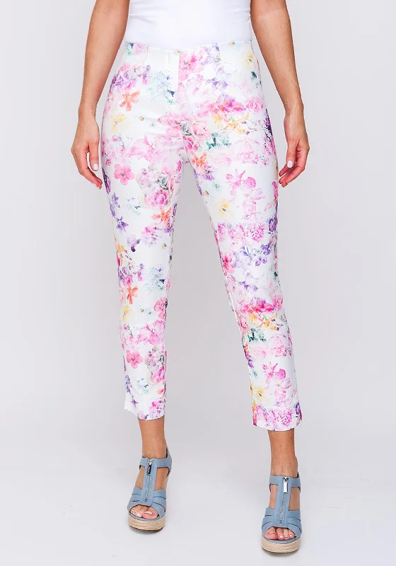 Midi length pants for women with eleganceRobell Rose 09 Floral Print Super Slim Capri Trouser, Multi Midi length pants for women with eleganceRobell Rose 09 Floral Print Super Slim Capri Trouser, Multi