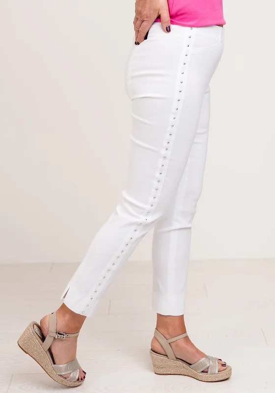 Ankle - length pants for women in a versatile styleRobell Rose 09 Studded Cropped Trousers, White Ankle - length pants for women in a versatile styleRobell Rose 09 Studded Cropped Trousers, White