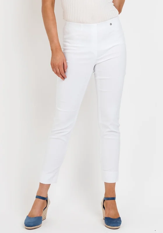 Wide leg cotton pants for women in summer comfortRobell Rose 09 Super Slim Trousers, White
