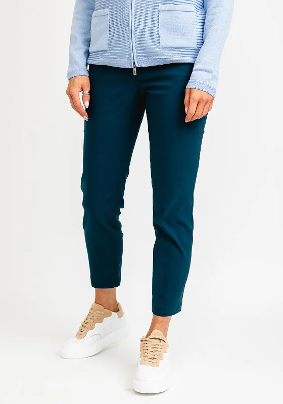 High waisted cargo joggers for women in a practical styleRobell Slim Fit Bella Trousers, Teal High waisted cargo joggers for women in a practical styleRobell Slim Fit Bella Trousers, Teal