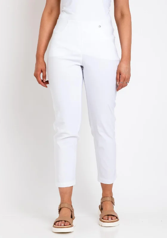 Ankle length wide leg pants for women in a versatile and stylish styleRobell Bella 09 Ankle Grazer Trousers, White