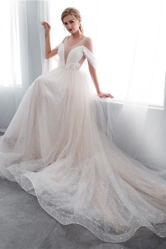 "Maxi dresses for women to wear in the fall"Princess Long Lace-Up A-line Ivory Wedding Dress with Appliques "Maxi dresses for women to wear in the fall"Princess Long Lace-Up A-line Ivory Wedding Dress with Appliques