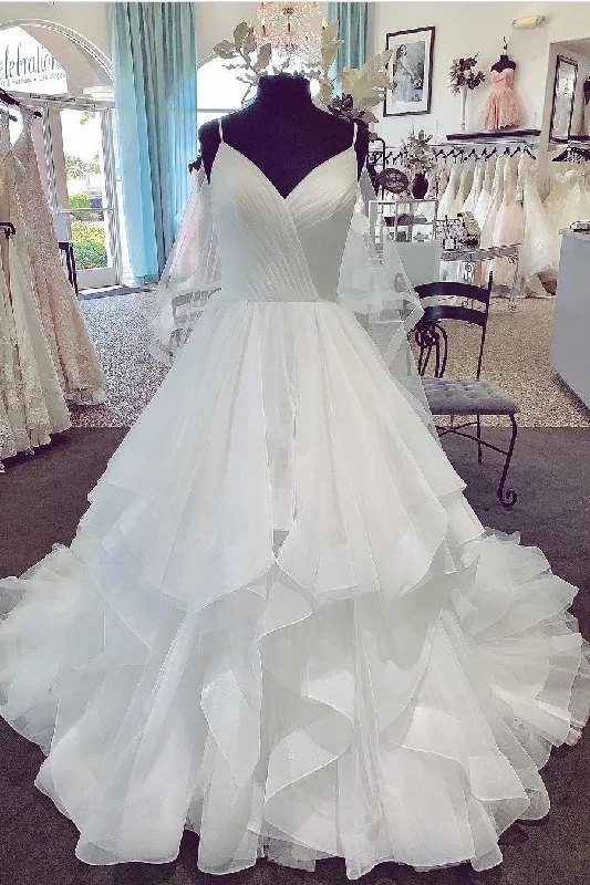 "Ruffled dresses for women for added femininity"Romantic Ruffles Wedding Dress with Pleated Bodice "Ruffled dresses for women for added femininity"Romantic Ruffles Wedding Dress with Pleated Bodice