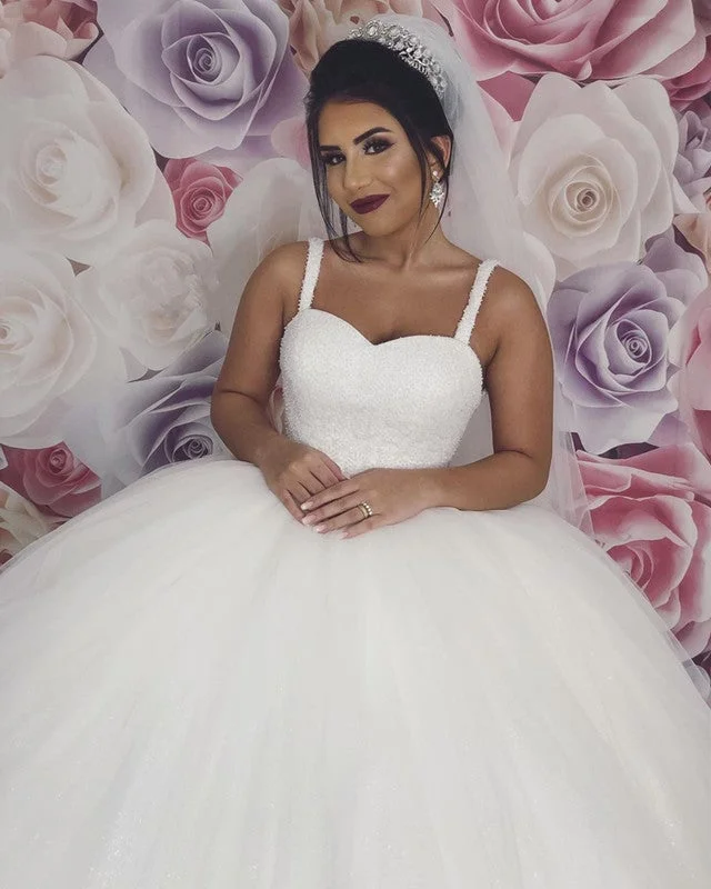 "Plus size formal dresses for women for special events"Romantic Wedding Dress Pearl Sweetheart Ball Gown With Straps "Plus size formal dresses for women for special events"Romantic Wedding Dress Pearl Sweetheart Ball Gown With Straps