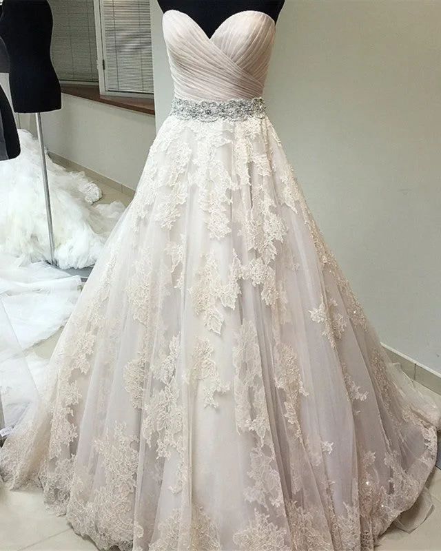 "Chiffon dresses for women with a flowy and light feel"Ruched Sweetheart Crystal Beaded Sashes Tulle Wedding Dresses Lace Embroidery "Chiffon dresses for women with a flowy and light feel"Ruched Sweetheart Crystal Beaded Sashes Tulle Wedding Dresses Lace Embroidery