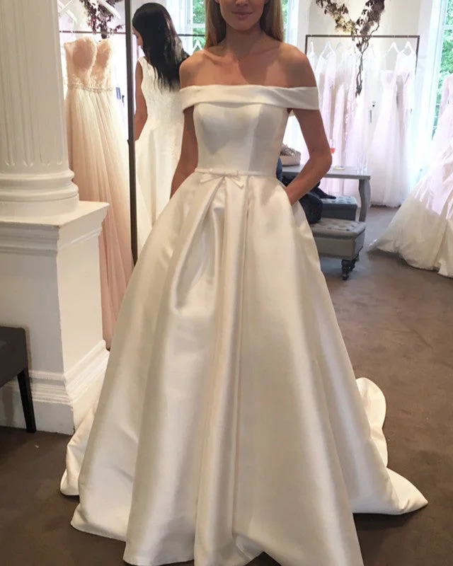 "T - shirt dresses for women for ultimate comfort"Sexy Off The Shoulder Court Train Satin Wedding Dresses For Bride "T - shirt dresses for women for ultimate comfort"Sexy Off The Shoulder Court Train Satin Wedding Dresses For Bride
