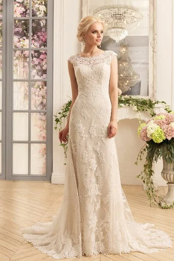"Hurry! Limited Stock - Get Your Dream Dress with a Special Discount"Sheath Floor-Length Scoop Cap-Sleeve Illusion Lace Dress With Appliques "Hurry! Limited Stock - Get Your Dream Dress with a Special Discount"Sheath Floor-Length Scoop Cap-Sleeve Illusion Lace Dress With Appliques