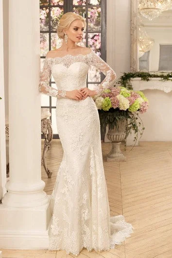 "Limited - Time Offer: Up to 50% Off on Women's Dresses!"Sheath Long Off-The-Shoulder Long-Sleeve Illusion Lace Dress With Appliques "Limited - Time Offer: Up to 50% Off on Women's Dresses!"Sheath Long Off-The-Shoulder Long-Sleeve Illusion Lace Dress With Appliques