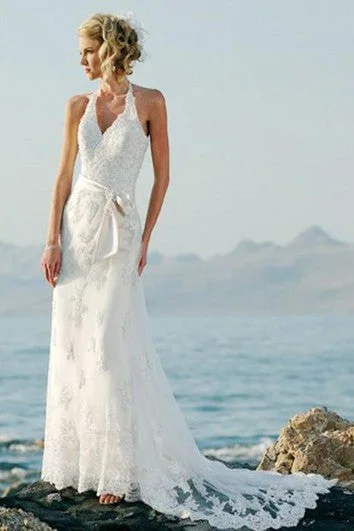 "Bodycon dresses for women to show off curves"sheath Sleeveless Halter Court Train Lace Wedding Dresses "Bodycon dresses for women to show off curves"sheath Sleeveless Halter Court Train Lace Wedding Dresses
