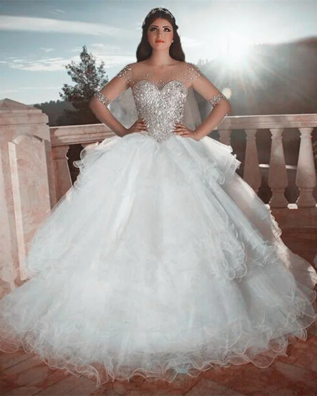 "Denim dresses for women for a casual and cool style"Sheer Long Sleeves Organza Ruffles Wedding Dress Ball Gowns "Denim dresses for women for a casual and cool style"Sheer Long Sleeves Organza Ruffles Wedding Dress Ball Gowns