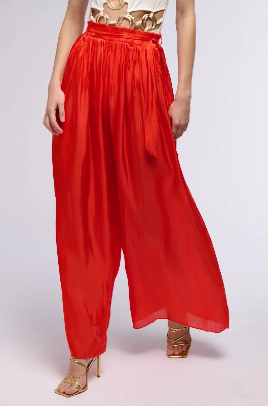 Recycled polyester pants for women in an eco - conscious choiceSTAY A WHILE ORGANZA PALAZZO PANTS Recycled polyester pants for women in an eco - conscious choiceSTAY A WHILE ORGANZA PALAZZO PANTS