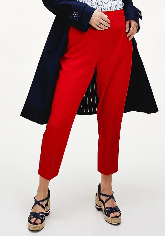 Ankle pants with zippers for women in a convenient designTommy Hilfiger Womens Tapered Trousers, Red Ankle pants with zippers for women in a convenient designTommy Hilfiger Womens Tapered Trousers, Red